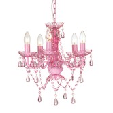 Lucca and Luna 5 Light Chandelier Pink Glass Post