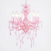 Lucca and Luna 5 Light Chandelier Pink Glass Post