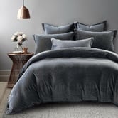 Lucca and Luna Charcoal Faux Fur Quilt Cover Set
