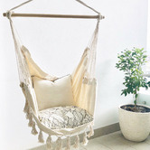 Lucca and Luna Cream Soho Hand Woven Cotton Hammock Chair