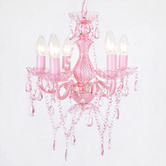 Lucca and Luna 5 Light Chandelier Pink Glass Post