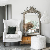 Lucca and Luna White Faux Fur Ottoman Cover