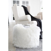 Lucca and Luna White Faux Fur Ottoman Cover