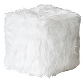 Lucca and Luna White Faux Fur Ottoman Cover