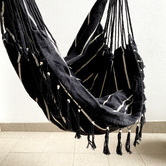 Lucca and Luna Soho Pinstripe Hanging Hammock Chair with Cushion
