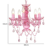 Lucca and Luna 5 Light Chandelier Pink Glass Post