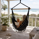 Lucca and Luna Soho Pinstripe Hanging Hammock Chair with Cushion