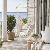 Lucca and Luna Soho Pinstripe Hanging Hammock Chair with Cushion