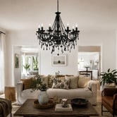 Lucca and Luna Cassie Black Acrylic 12 Light Chandelier