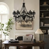 Lucca and Luna Cassie Black Acrylic 12 Light Chandelier