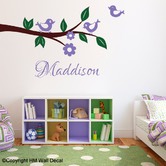 Vista Decals Personalised Name with Birds and Tree Branch Wall Sticker