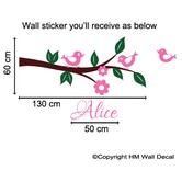 Vista Decals Personalised Name with Birds and Tree Branch Wall Sticker