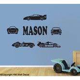 Vista Decals Personalised Name and Cars Removable Wall Sticker