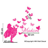 Vista Decals Personalised Name with Fairy and Butterflies Wall Sticker