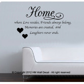 Vista Decals Home is Where Love Resides Wall Quote Decal