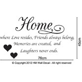 Vista Decals Home is Where Love Resides Wall Quote Decal
