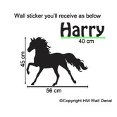 Vista Decals Personalised Name with Horse Removable Wall Art Decal