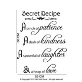 Vista Decals Secret Recipe, A Pinch Of Patience, A Dash Of Kindness....  Wall Art Decal