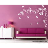 Vista Decals Corner Flower with Vine DIY Removable Wall Decal