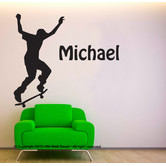HM Wall Decal Personalised Name with 76cm Skateboarder Wall Decal