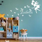 Vista Decals Personalised Name with Fairy &amp; Butterflies Wall Sticker