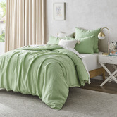 Aldrin Home Green European Flax Linen Quilt Cover Set