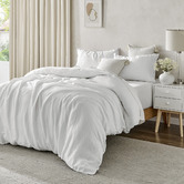 Aldrin Home White European Flax Linen Quilt Cover Set