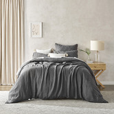 Aldrin Home Charcoal European Flax Linen Quilt Cover Set