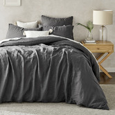 Aldrin Home Charcoal European Flax Linen Quilt Cover Set