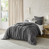 Aldrin Home Charcoal European Flax Linen Quilt Cover Set