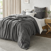 Aldrin Home Charcoal European Flax Linen Quilt Cover Set