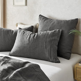 Aldrin Home Charcoal European Flax Linen Quilt Cover Set