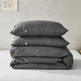 Aldrin Home Charcoal European Flax Linen Quilt Cover Set
