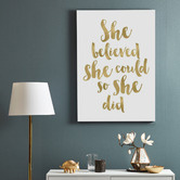 StateStudio Gold On White She Believed Print | Temple & Webster