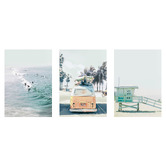 State Studio Retro Surfing Printed Wall Art Triptych