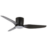 Martec Matte Black Flush AC Ceiling Fan with Tri-Colour LED