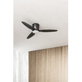 Martec Matte Black Flush AC Ceiling Fan with Tri-Colour LED