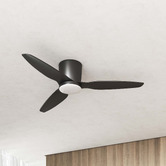 Martec Matte Black Flush AC Ceiling Fan with Tri-Colour LED