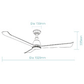 Martec Polo 132cm Nickel &amp; Driftwood DC Smart Ceiling Fan with LED Light