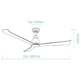 Martec Polo 132cm Nickel &amp; Driftwood DC Smart Ceiling Fan with Remote Control