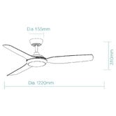 Martec Viper 122cm 3-Blade DC Smart Ceiling Fan with LED Light