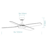 Martec Viper 122cm 4-Blade DC Smart Ceiling Fan with LED Light