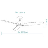 Martec Newport 142cm Walnut &amp; Old Bronze DC Smart Ceiling Fan with LED Light