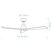 Martec Triumph 132cm Walnut &amp; Antique Bronze DC Smart Ceiling Fan with Remote Control