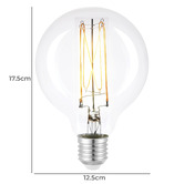 Martec Ember E14 Round Extra Warm White 6W 12.5cm LED Filament Bulb