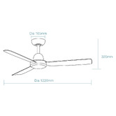 Martec Legend 122cm White DC Ceiling Fan with Wall Control