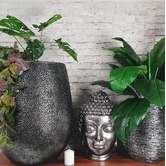 Rovan 2 Piece Dark Silver Jardiniere Planter Set