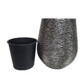Rovan 2 Piece Silver Jardiniere Planter Set