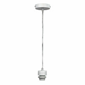 Zander Lighting Parti Hanging Light Fixture in White Metal with Clear Cord