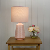 Zander Lighting 45cm Turkana Ceramic &amp; Cotton Table Lamp